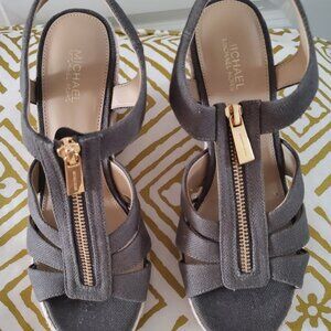 Micheal Kors Berkeley Canvas Wedge Sandal